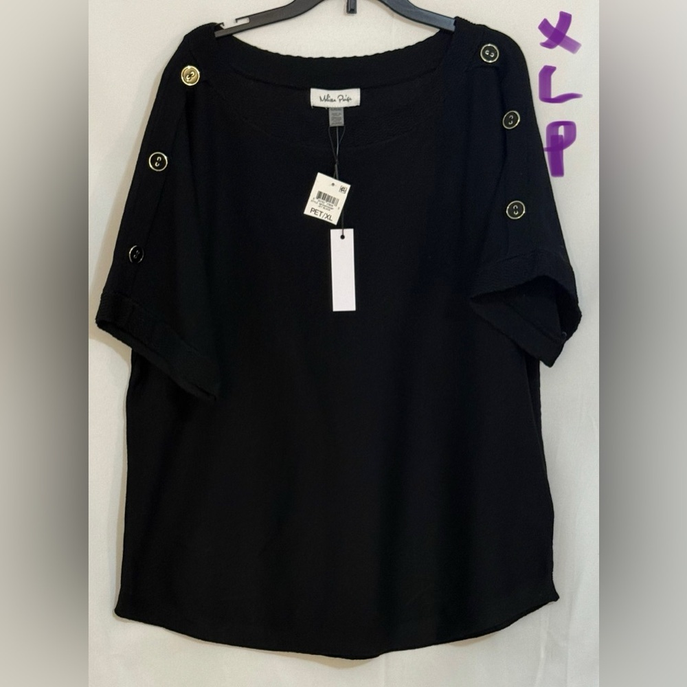 Melissa Paige Black Boxy Short Sleeve Blouse
